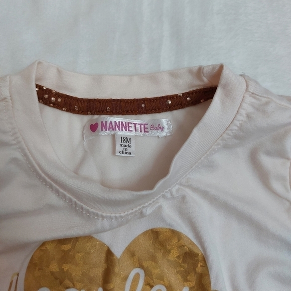 Nannette Baby Girls Brown Cream Fearless Heart 3 Piece Outfit Size 18 Months - Picture 4 of 12